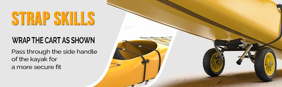 Bonnlo Kayak Car Foldable Aluminum Kayak Trailer with 10'' Solid Tires, Universal Kayaks Wheel Cart Dolly for Canoe, Paddle Board, Boat, Float Mats, Jon Boat