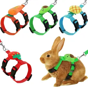 4 Sets Adjustable Bunny Rabbit Harness and Leash Set Small Pet Cute Vest Harness Leash Ferret Harness Guinea Pig Harness Ferret Leash with Decorations for Bunny Kitten Puppy, Small Pets