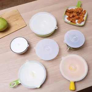 6pcs Silicone Cup Lid, Food Grade Dust Proof Cover, Reusable Magic Cover, Flexible Reusable Seal Lid for Mugs, Bowls & Glass Cups(4.9in+5.7in+7.2in)