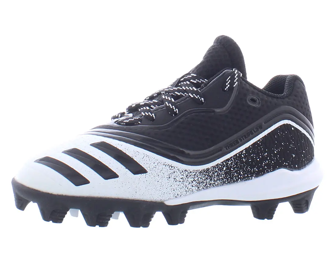 Adidas Icon V MD Boys' Baseball Cleats, Mid-Top Lace-Up Sneaker Style Shoes for Active Play, Black/White/Black, Sneakers Trainer Shoes, Sports Footwear