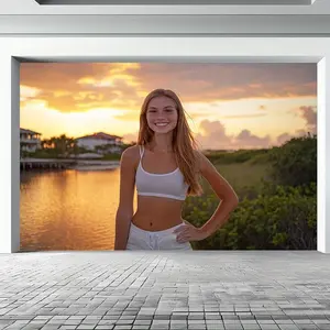 1pc, 100% Polyester, Woman andSunset, Background cloth, durable and lightweight, easy to hang, reusable, suitable for family, party use, no need for electricity. (2D flat) Decor Size