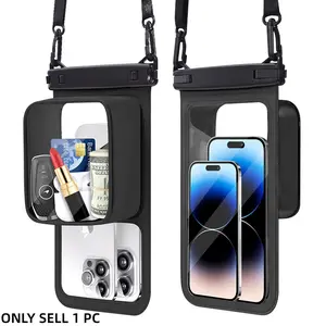 1pc Floating Phone Pouch with Storage Compartment And Adjustable Lanyard - a Large Capacity Dry Bag Suitable for iPhone, Samsung Motorola, Google, Xiaomi, Huawei,Crystal Clear, Sand-Proof, Perfect for Skiing, Swimming, Boating, And Kayaking Adventures
