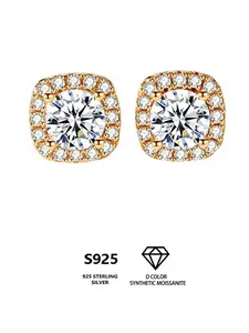 925 Sterling Silver Fashion Square Synthetic Moissanite Decorated Square Shaped Earrings, Elegant Matching Jewelry for Women, Daily Decor, Birthday Gift