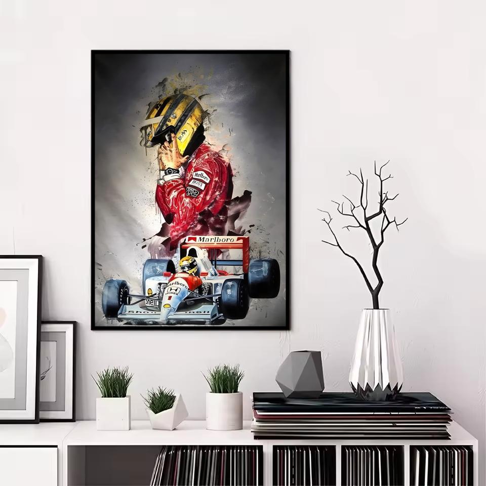 F1 A-Ayrton Senna Painting Calligraphy Canvas Poster: Crease Free Waterproof Durable All Space Wall Decor F1 A-Ayrton Senna Painting Calligraphy Canvas Poster: Crease Free Waterproof Durable All Space Wall Decor