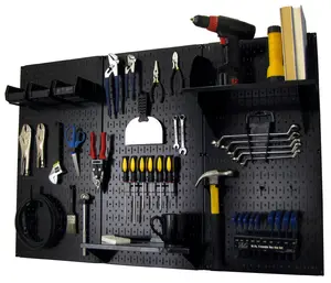 4ft Metal Pegboard Premium Tool Storage Kit - Black Toolboard with Hooks