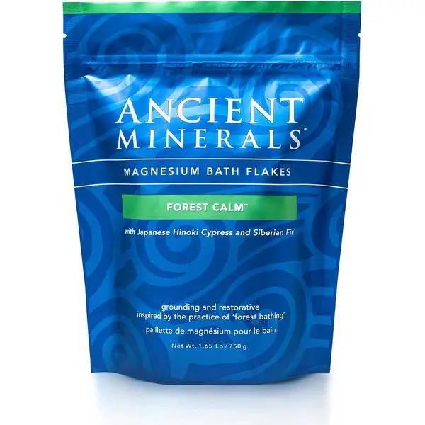 Ancient Minerals Magnesium Bath Flakes Forest Calm - Resealable Magnesium Bag of Zechstein Chloride Alternative to Epsom Bath Salt (1.65 lb)