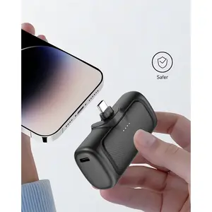 Mini Power Bank 22.5W Fast-Charging 5000mAh Portable Lipstick-Sized Foldable Port for iPhone 15/16 & Android Devices Compact & Convenient Easy to Carry,black/white/purple powerbank