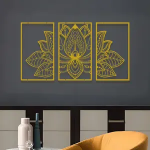 Elegant Artistic Metal Mandala Wall Decor for Living Room, Office or Yoga Room, Detailed Floral Design for Indoor Wall Art