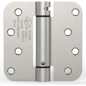 1 Pack Self Closing Door Hinge, 4 Inch Spring  Door Hinge, Adjustable Tension with 5/8'' Radius Corners, for Front,  Doors, Left and Right Hand, UL Listed, Satin Nickel