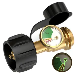 Caurfa Propane Gas Tank Adapter Connector, Propane Level Indicator for 5-40LB Tanks, Outdoor Camping Kitchenware, Fits QCC1 / Type1 Propane Tank