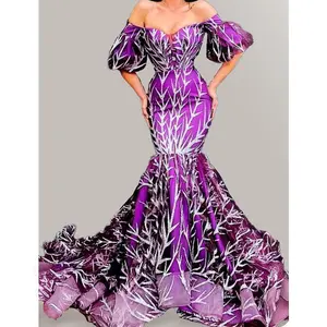 Women's Dress Tube Top Golden Thorn Long Dress Stitching Fishtail Gown