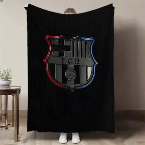 Flannel blanket with Barcelona theme - Soft and warm, with digital print, perfect for naps and as a gift for Valentine's Day, Easter, Ramadan, St. Patrick's Day, Halloween, and Christmas. Ideal for sofas, desks, and beds.