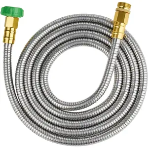 304 Stainless Steel Garden Hose 10 ft with Female to Male Metal Connector, Anti-Leakage, Flexible & Lightweight Kink Free Water Hose, Easy to Use & Store (10ft)