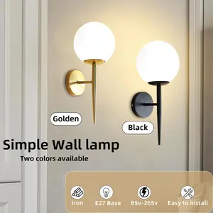Modern Minimalist Indoor Bedside Lamp, American Style Bedroom Wall Light, Creative LED Living Room Staircase Wall Light E27 Socket No Bulb Included