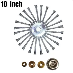 10 Inch Steel Wire Brush for Lawn Mowers, Durable Metal Weed Removal Wheel, Grass Trimmer Head, Universal Gas-powered Accessories for Gardening
