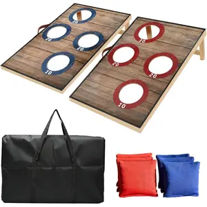 Corn Hole Toss Game for Adults 24x16 Inch Set - Portable Cornhole Board Set with Scoring Target Area, Bean Bags & Carrying Case |   Family Kids Outdoor Backyard Beach Lawn Games