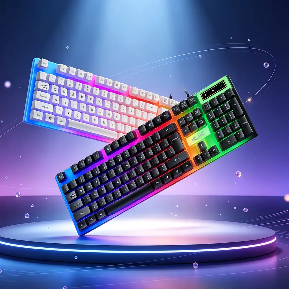 1pc RGB Backlit Wired Gaming Keyboard – 104 Keys Full-Size, USB Plug & Play, Mechanical tactile keyboard for Office & Gaming