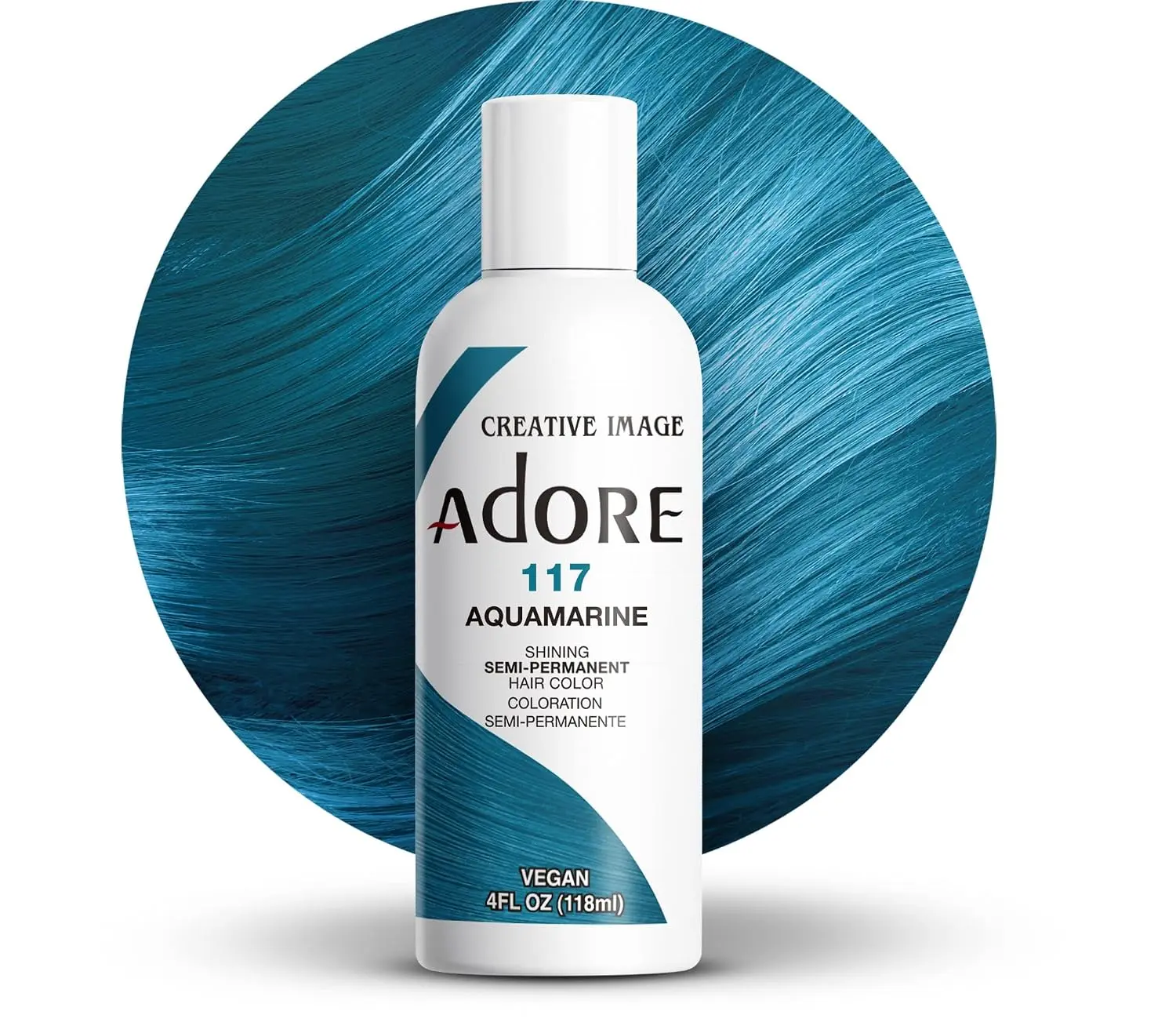 Adore Semi Permanent Hair Color, 117 Aquamarine, 4 Fl Oz | Vegan & Cruelty-Free Blue Hair Dye | No Ammonia, No Peroxide, No Alcohol