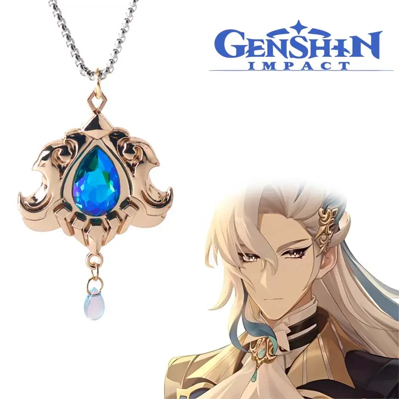 game cosplay pendant necklace keychain anime figure Neuvillette gemstone sweater chain car backpack keyring Jewelry fans gifts