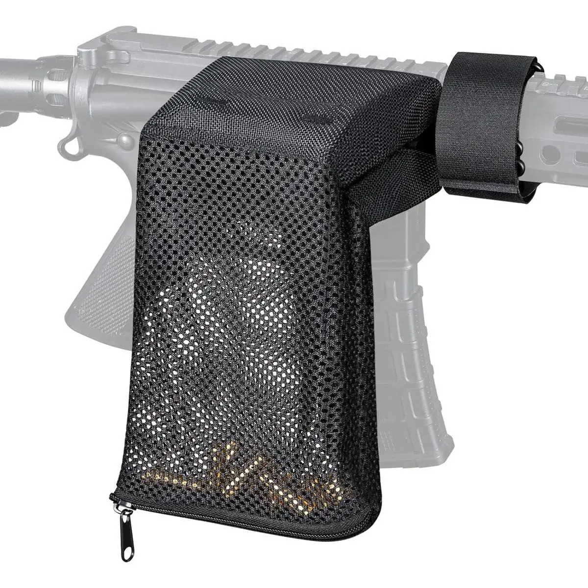 Brass Shell Catcher Tactical Cartridge Collector Mesh Heat Resistant Padded Mesh Brass Casing Catcher with Zippered Bottom Quick Release Brass Catcher Buckle Strap Durable Heavy Duty Pouch Storage Bag Zipper Pouches