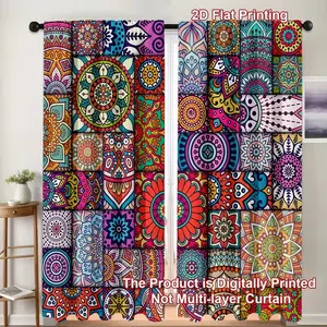 Boho Mandala Print Curtains Set, Window Curtain, Comfortable Bedroom Lighting & Air Feel, Unique Office Style Kitchen, Welcome Living Room Study