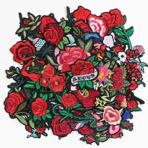 60pcs Random Flower Series Embroidered Patches, Floral Embroidery Appliques, Sewable Iron-On Self-Adhesive, DIY Handmade Clothing Accessories Decorations