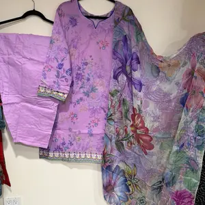 Summer Printed Lawn Dress with Shalwar and Chiffon dupata Soft and comfortable