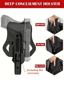 Outdoor Tactical Waist Pack - Comfortable and durable plastic open right-side holster with safety buckle design, suitable for hunting, fishing and commuting - Lightweight waist belt pouch, compatible with G17/G19/G20/G21/G34/SW40/.357 holsters