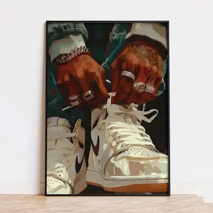 Sneakerhead Art Poster, Black Man Art , Printable Sneaker Poster, Hypebeast Male Decor, Sneaker Artwork, Urban Wall Art Print