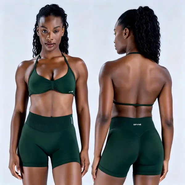 DFYNE Strappy Bra  Shorts Set- seamless shaping design, hip-lifting design, women's sports and fitness set, suitable for various occasions such as yoga, fitness, cycling, hiking, running, sports, and outdoor leisure