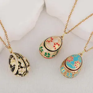 egg pendant necklace for women colorful water drop pendant stainless steel O-shaped chain female jewelry