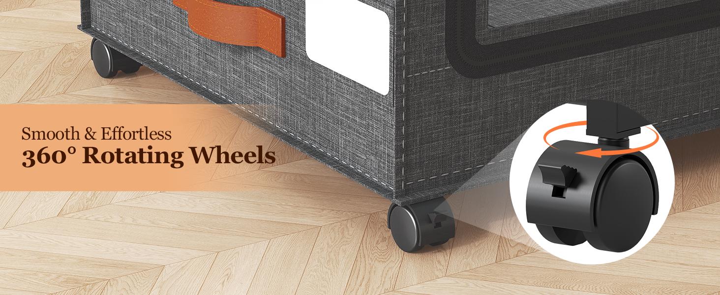 Under Bed Storage with Wheels 65L, 2 Pack Under Bed Storage Containers, Storage Containers with Clear Window, Rolling Under Bed Metal Drawer for Clothes, Shoes, Books, Hemp Grey