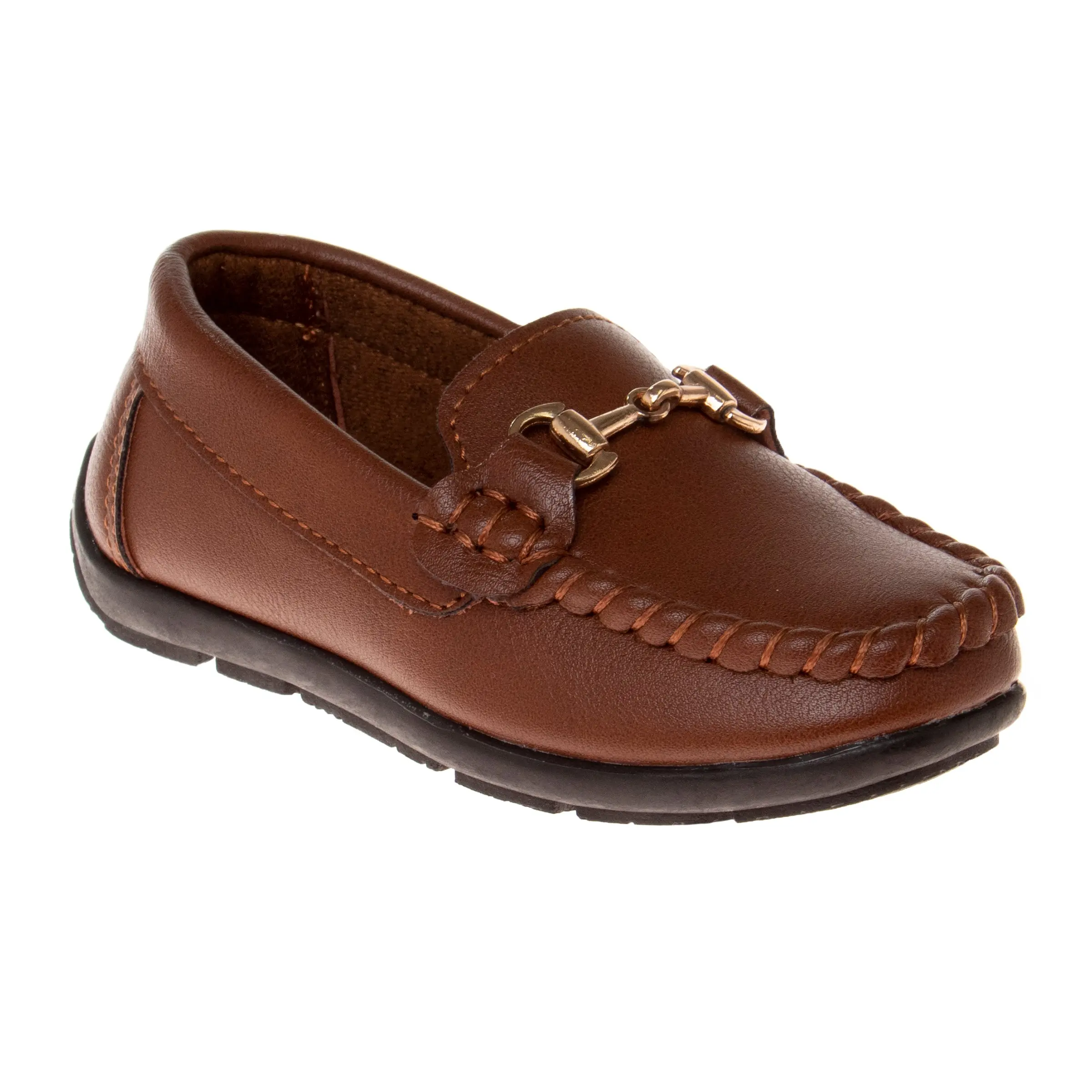 Josmo Boys' Slip-On Boat Shoes - Fashionable Youth Flat Shoes with Metal Accent, Round Toe, for School & Formal Wear (Little Kid/Big Kids), Fashionable Shoes