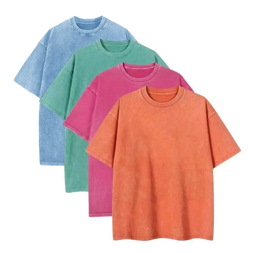 4Pcs Oversized Tshirts for Women Acid Wash Loose Fit Vintage Cotton Heavyweight T Shirts Baggy Tees