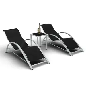 GARVEE 3-Pack Pool Lounge Chairs, Patio Sunbathing Recliners with Backrest – Outdoor Tanning Chaise Loungers for Beach, Deck, Lawn, All-Weather & Lightweights