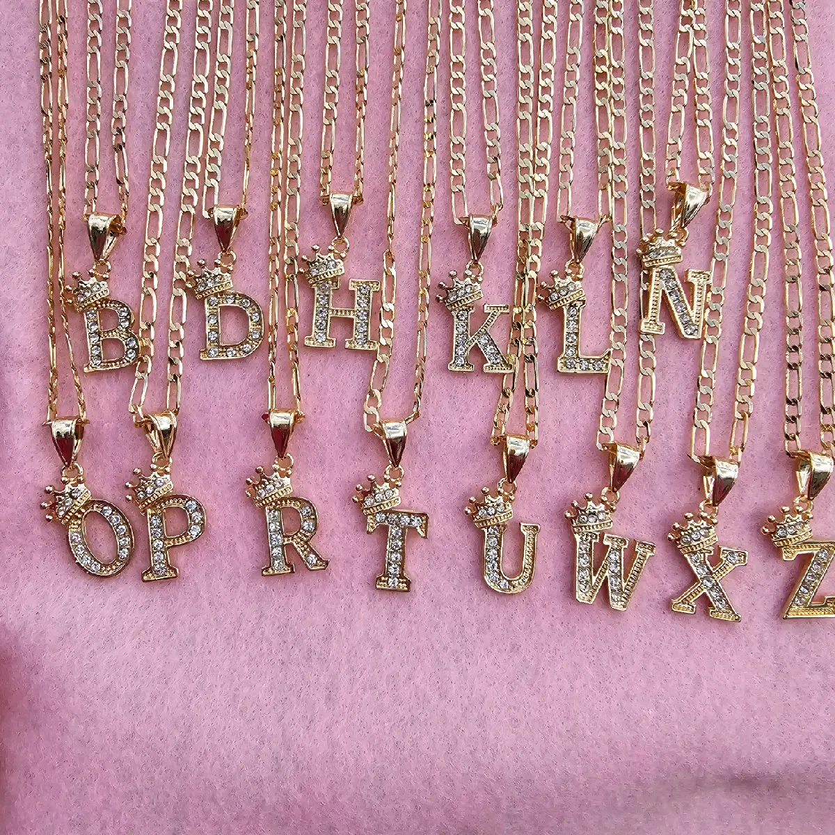 crown initial necklace gold plated