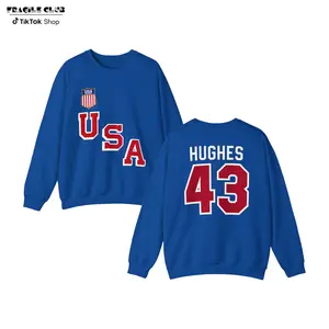 USA HOCKEY Quinn Hughes #43 Heavy-Blend Crewneck Unisex Sweatshirt, Crewneck Day Oversized, Women swears Top 90s Style swears
