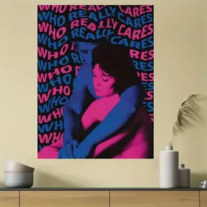 Chic TV Girl 'Who Really Cares?' Canvas Wall Art - Unframed Poster & Print for Home, Bedroom, Living Room, Cafe Decor | Perfect Gift for Festivals & Halloween