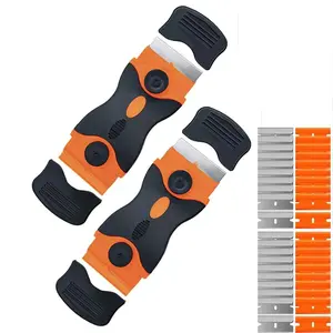 2 Set Professional Razor Scraper Tool Kit, Dual-Edged Scraper Set for Car Vinyl Wrap & Window Tint Removal, Multi-Purpose Automotive Detailing Cleaning Tools, Non-Slip Scraper with Plastic & Metal Blades, Heavy Duty Label & Sticker Remover