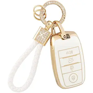 Bling Key Fob Cover for Kia – Soft TPU 4-Button Car Key Case with Cute Keychain, Full Protection for Optima, Soul, Sportage, Sorento, Forte, Rio, Niro