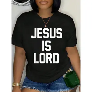 100% Cotton Jesus Is Lord Christian Faith Trust In God Christ T-Shirt Summer, Cotton, Casual, Short Sleeve, Graphic Tee, Soft, Breathable, Loose Fit, Streetwear, Daily Wear, T-Shirtt