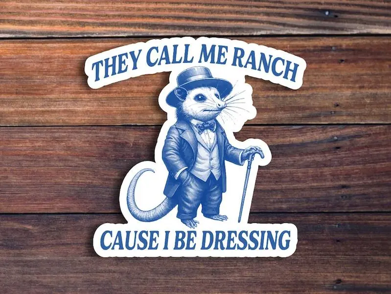 They Call Me Ranch Cause I Be Dressing Sticker, Funny Possum Sticker, Meme Sticker