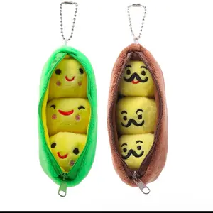 Cute Green Pea Pod Keychain - Simple Design with Green Pea Pods for Keyring Use