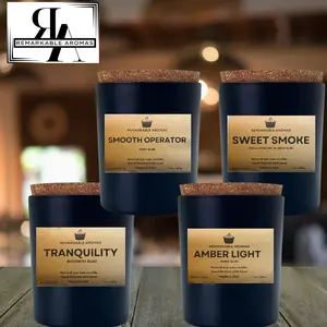 Remarkable Aromas Men's Scented Candle Set - 4 Unique Masculine Scents in Black Jars - Room, Gift