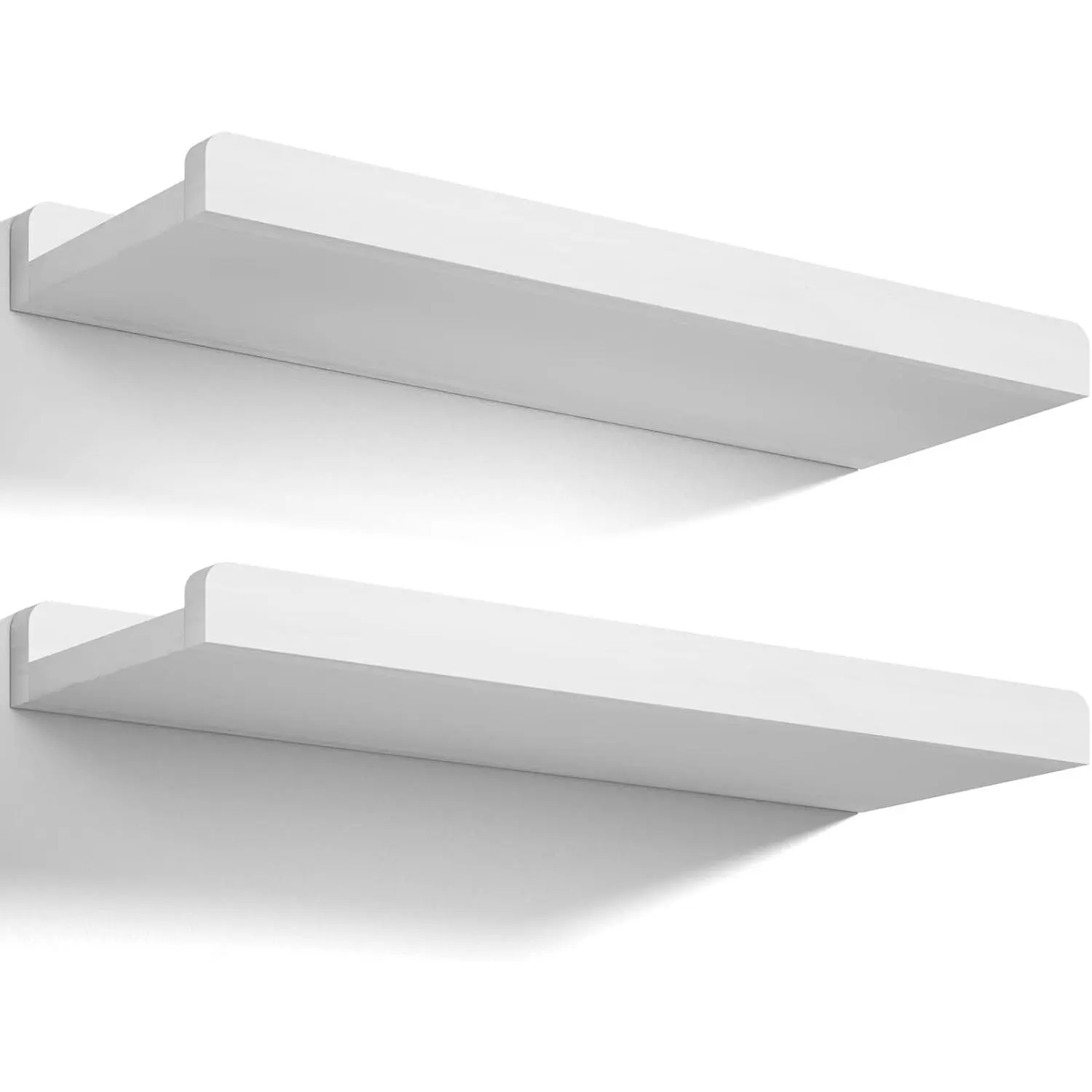Floating Shelves Wall Mounted Set of 2, 17 Inch Rustic  Wall Shelves for Storage, Bedroom Living Room Bathroom Kitchen Office and More White