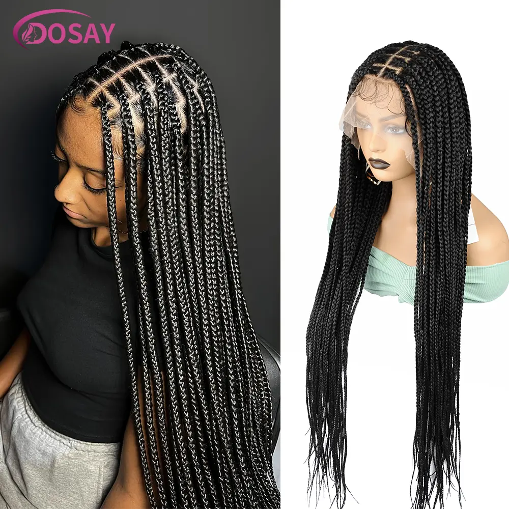 DOSAY 36 Inch Knotless Box Braided Wigs Synthetic Full Lace Wig ...
