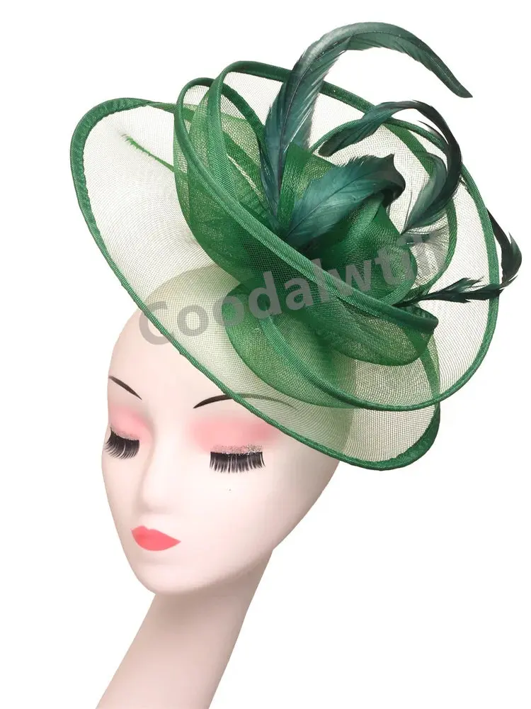 Bridal Wedding Hair Accessories Feather Veils Fascinator Hats Cocktail Headwear Ladies Race Occasion Millinery Hat Headband