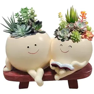 Couple Face Plant Pot, Smiling Face Cactus Planter, Creative Outdoor Garden Yard Flower Pot, Perfect Indoor Decoration, Valentine's Day Gift