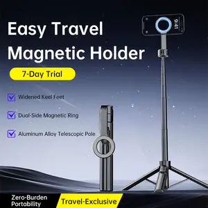ADYSS Magnetic 49" Selfie Stick Tripod for iPhone 17, Automatic Tap-to-open Phone Tripod, Compatible with MagSafe, Fits iPhone 12-17 Series, MagSafe Case & Other Phones with Metal Ring