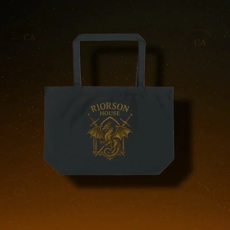 Antique Gold Dragon Crest Canvas Tote | Riorson House